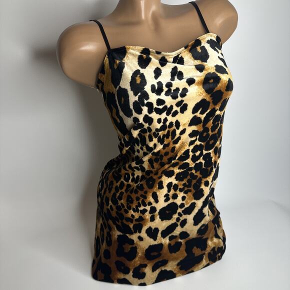 Forever 21 McBling Y2K Leopard Cheetah Velvet Mini Dress M Club Baddie Glam - Picture 1 of 11
